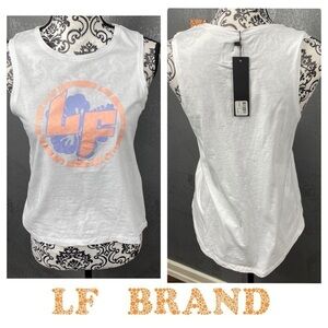 LF Brand white logo muscle tank top athleisure